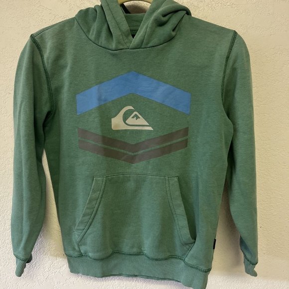 Quicksilver Boarding Company Unisex Teal Printed Hoodie Kids Sz Small - Picture 1 of 7